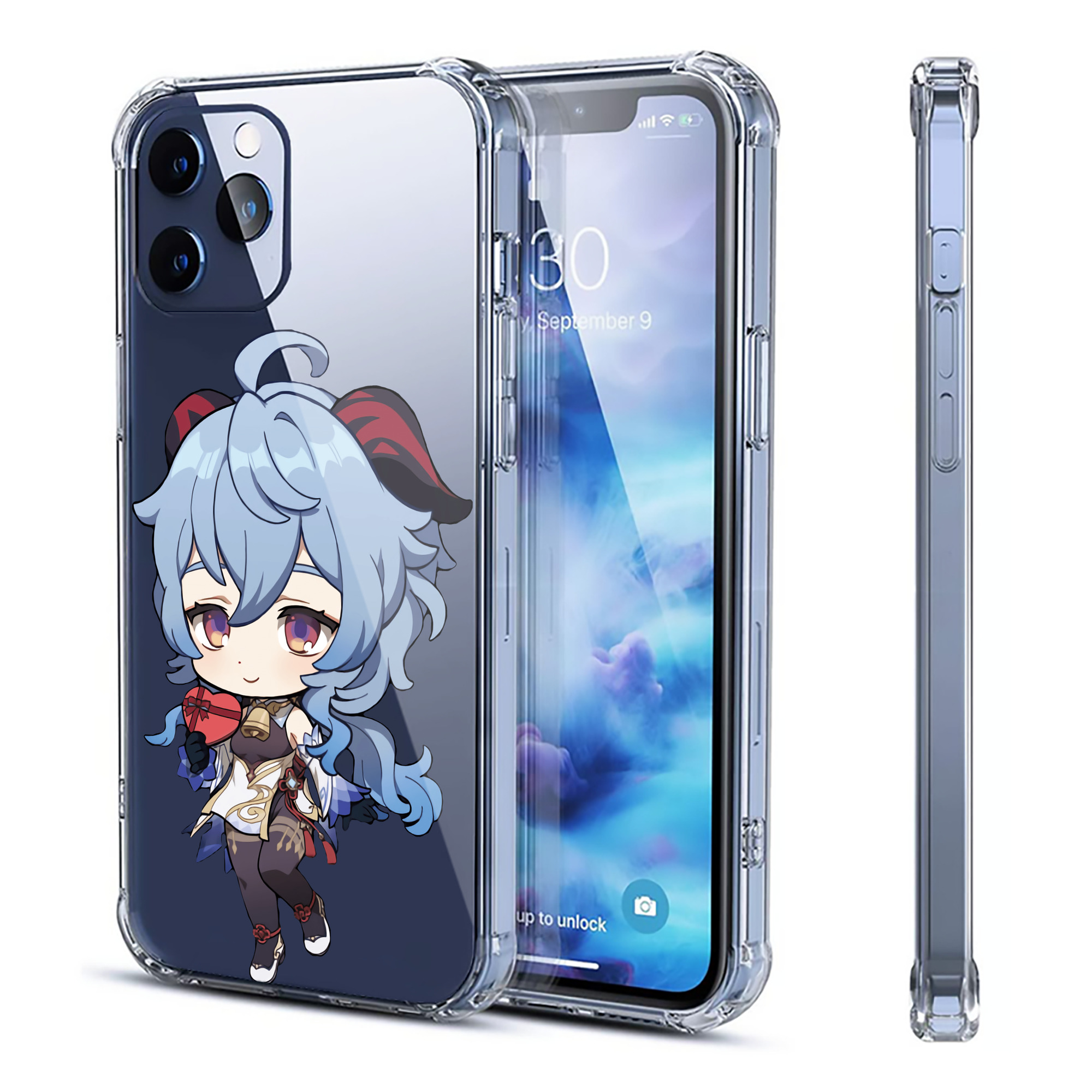 げんし神 甘雨 かんう genshin Ganyu 【iPhone 12シリーズ対応】透明スマホケース（クリアソフトケース）
